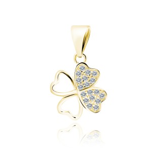 Pandantiv argint placat cu aur galben trifoi cu 4 foi cu pietre DiAmanti Z1852CG_W-DIA (Argint 925‰ 1 g.)